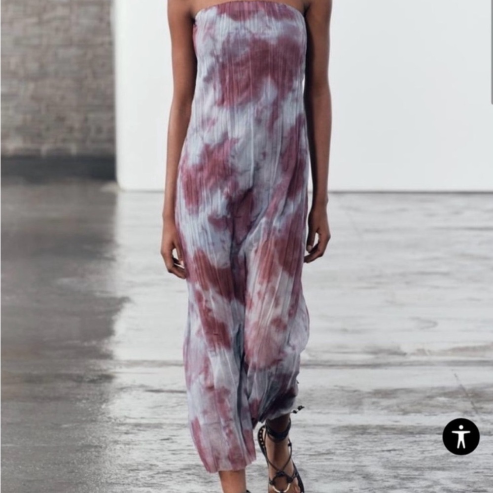 Zara Tie-Dye Maxi Dress in Purple and Gray